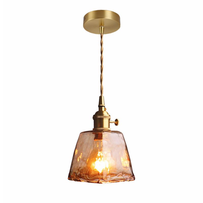 Style industriel Light Single Pendant Tilpled Amber Verre Plafond Plafond pour Cafe Bar