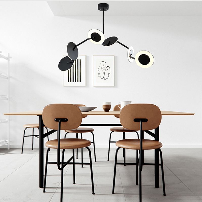 Modern Style Metal Chandelier Light Black Dish Shade Pendant Light for Living Room