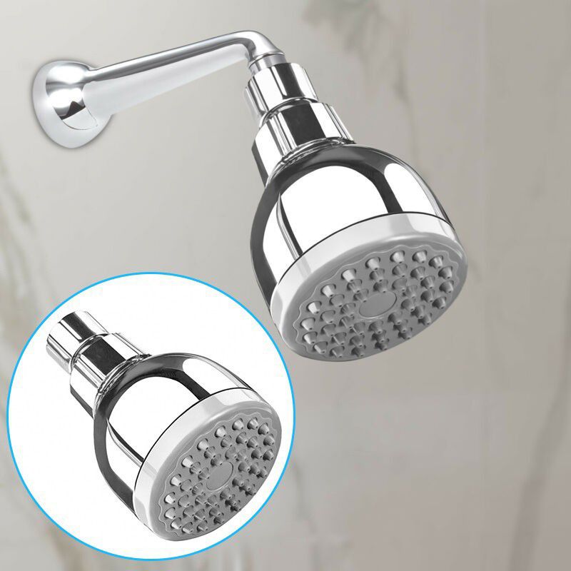 Silver Round Showerhead Standard Spray Pattern Wall-Mount Showerhead