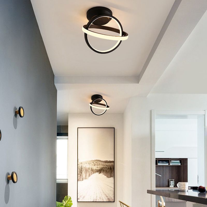 Contemporary Flush Mount Lighting Black LED Ceiling Light for Home