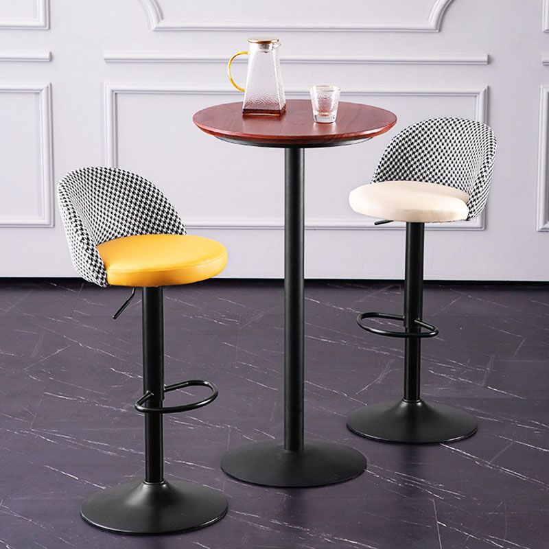 Contemporary Adjustable Height Footrest Barstool Matte Finish Upholstered Stool