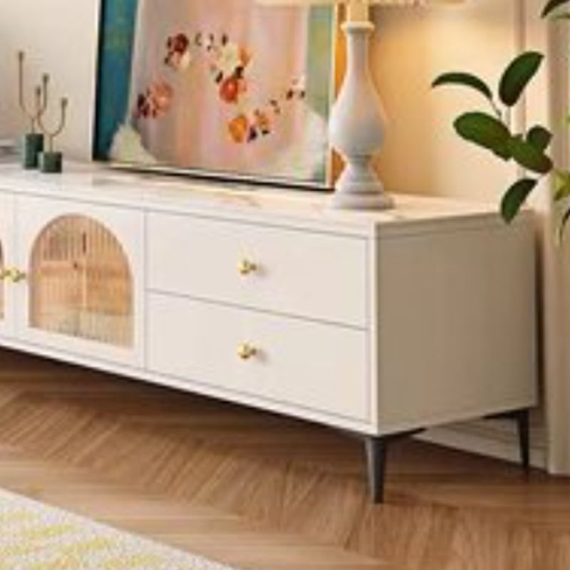 Engineered Wood TV Media Console Glam Stand Console with Drawers