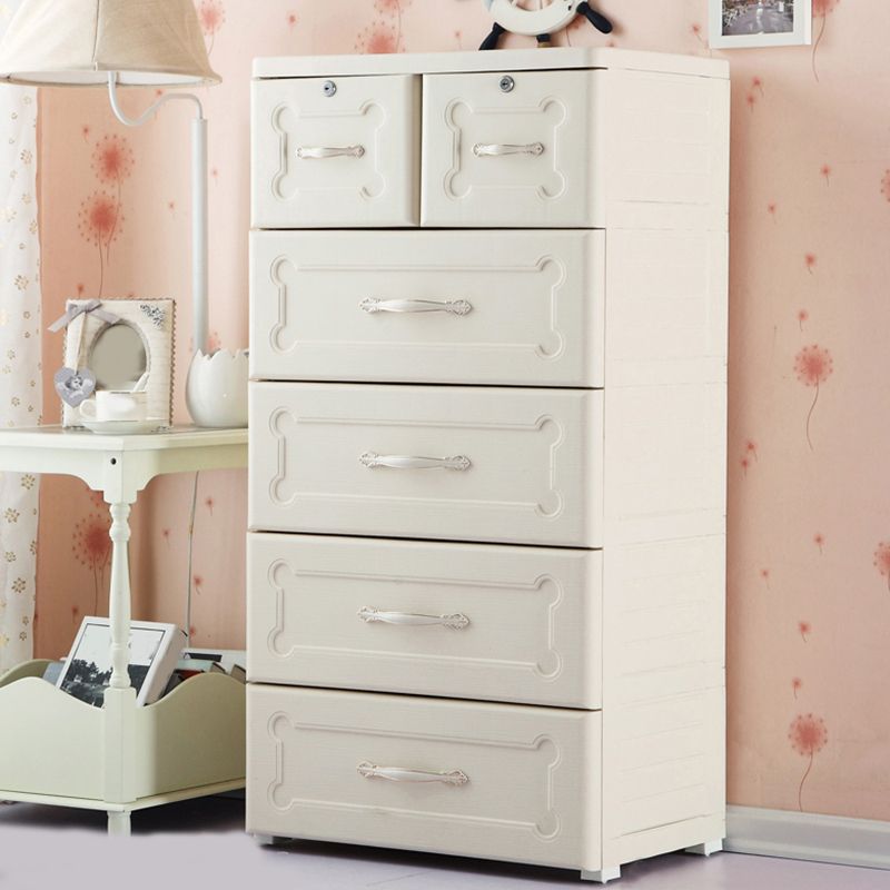 Plastic Vertical Kids Nightstand Contemporary Nursery Dresser for Home