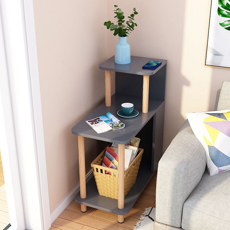 Modern Square 29.53" Tall Wood 4 Legs Side Table with Shelves