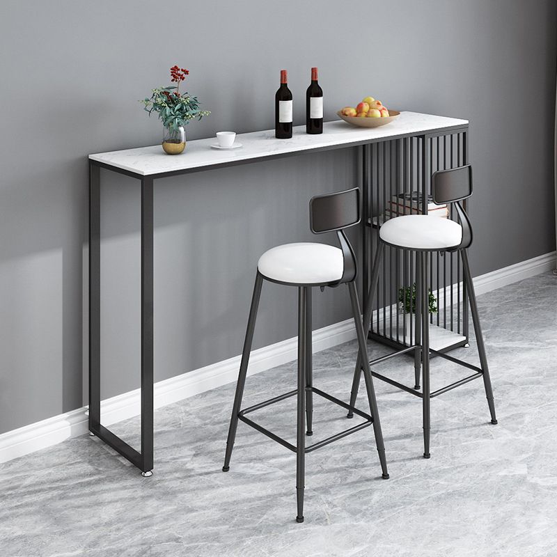 Stone Rectangle Bar Dining Table Contemporary Bar Table with Sled Base