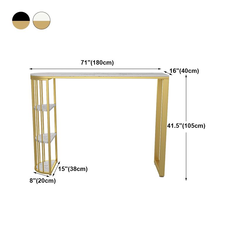 Glam Marble Pub Table with Specialty Table Top Gold Double Pedestal Table - 42" H