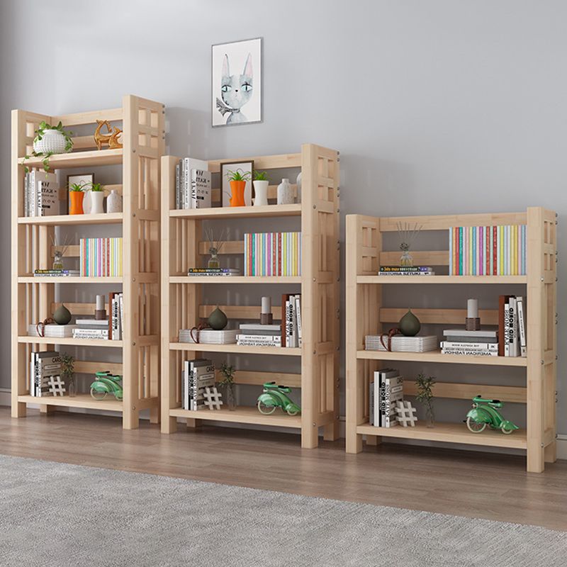 Contemporary Solid Wood Book Display Open Shelf Standard Bookcase