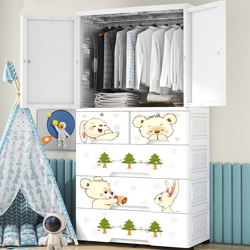 White Animal Pattern Coat Locker High Gloss 2-Door Urban Closet