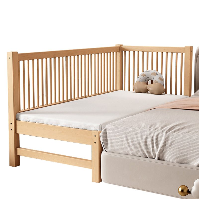 Traditional Beech Nursery Bed Natural Baby Crib with Guardrail