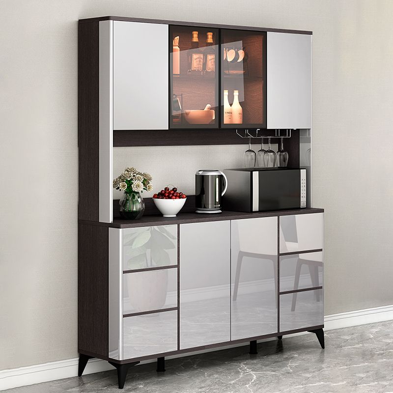 Contemporary Sideboard Cabinet Engineered Wood Sideboard Table with Lighting