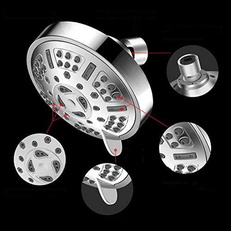 Modern Style Fixed Shower Head in Silver 9-Settings Wall-Mount Showerhead