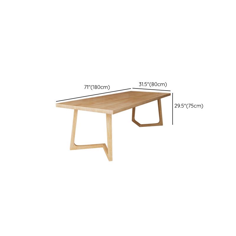 Solid Wood Rectangular Writing Desk 29.53" Tall Natural Office Desk