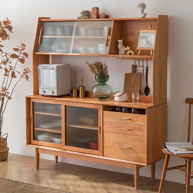 Modern Style Sideboard Table Pine Solid Wood Buffet Sideboard with 3-Drawer