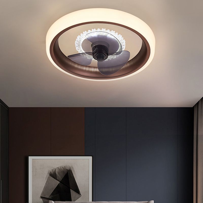 Stylish Circular Fan Light Nordic Acrylic Bedroom LED Semi Flush Mounted Light