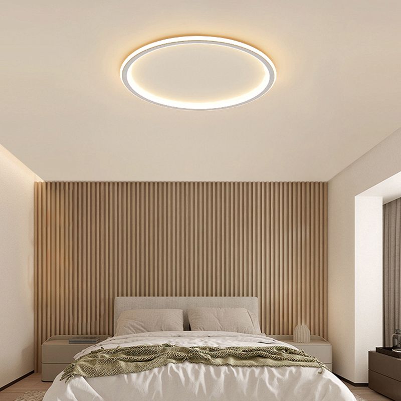 Circle Shape Flush Mount Modern Metal Ceiling Light with Silicone Shade for Living Room