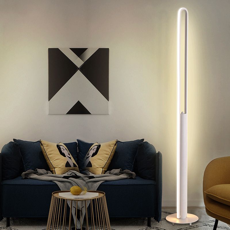 Acrylic Tubular Reading Floor Lighting Minimalist Black/White/Gold LED Standing Lamp in Warm/White Light