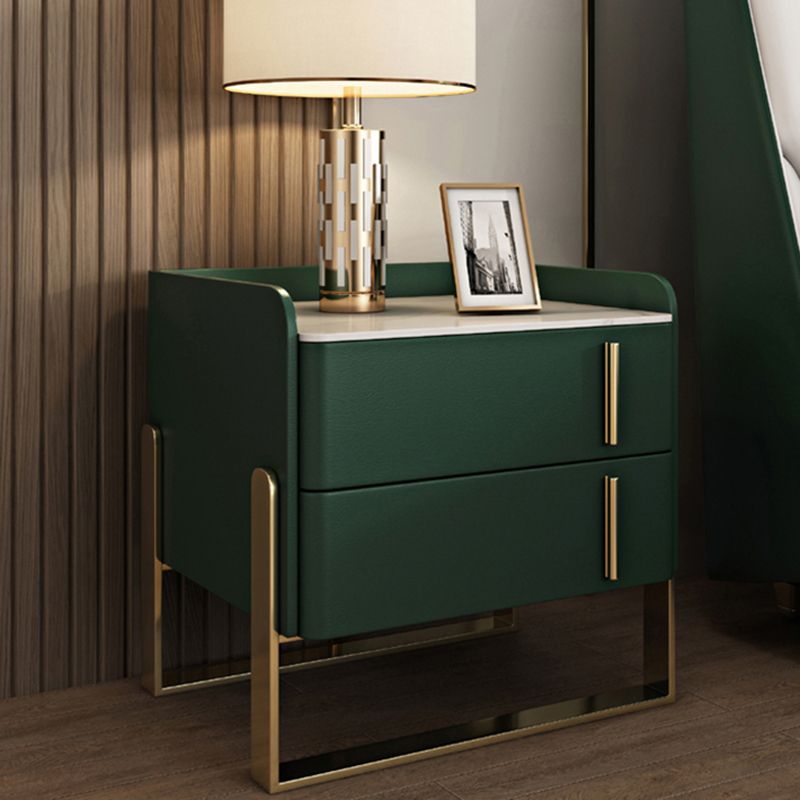 Glam Pine Drawers Included Accent Table Nightstand 20" Tall with Legs