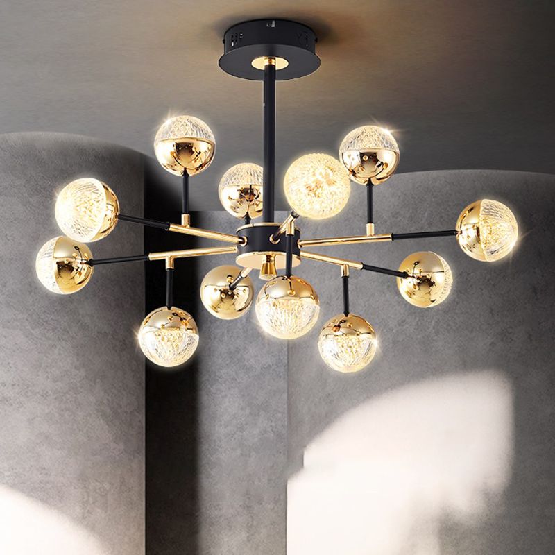 Hanging Light Fixtures Modernist Style Globe Shape Metal Chandelier Lights