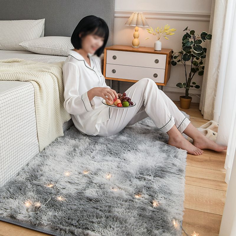 Trendy Home Decoration Area Rug Solid Shag Carpet Polyester Non-Slip Backing Indoor Carpet