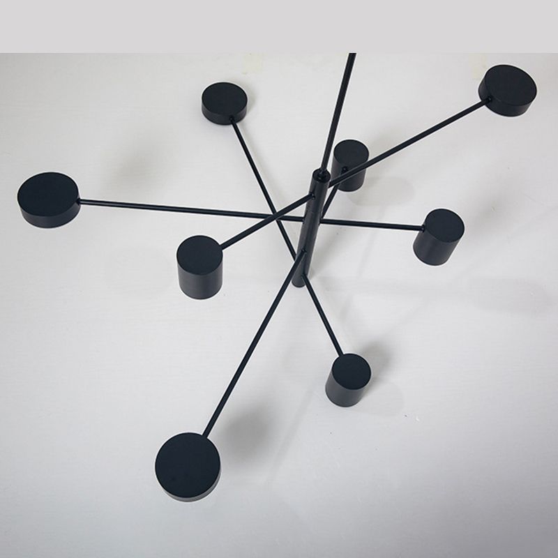 Black Metal Linear suspendu lustre Light Modern Drum Shade LED Plafond Chandelier pour le salon