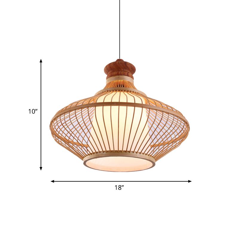 Bamboo Shade en larme en larmes LAMPE PROSIBLE 1 LUMIÈRE PENDANT BEIGE LUMINE POUR FOYER