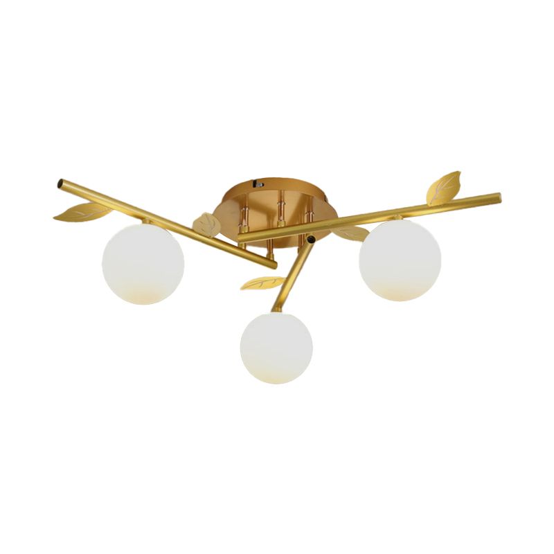 Contemporary 3/5-Light Golden Flush Mount Lighting Metallic Shaded Ceiling Light