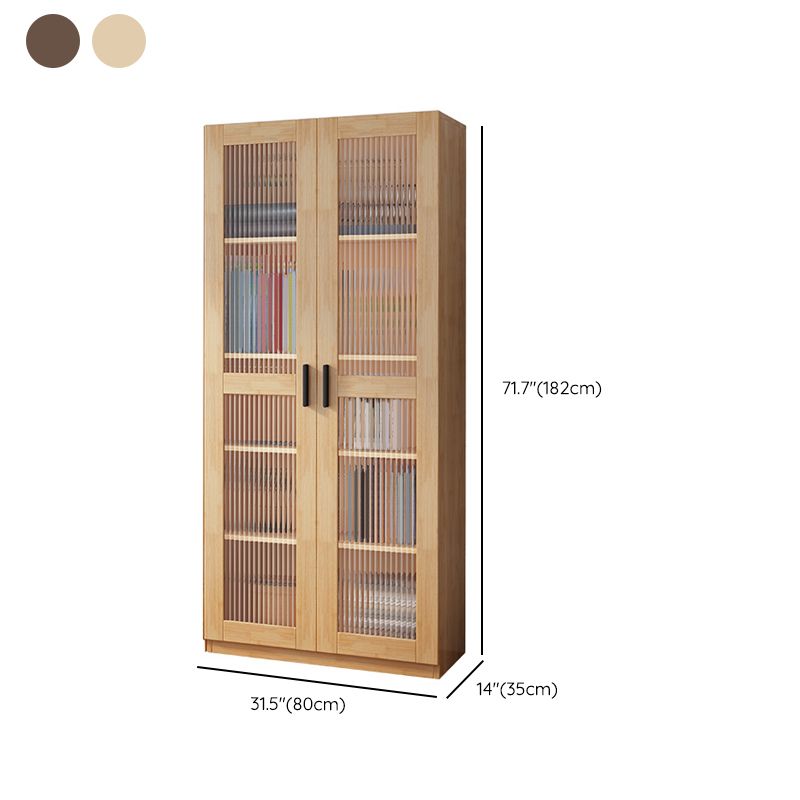 Scandinavian Storage Cabinet Rubberwood Glass Doors Display Cabinet for Bedroom