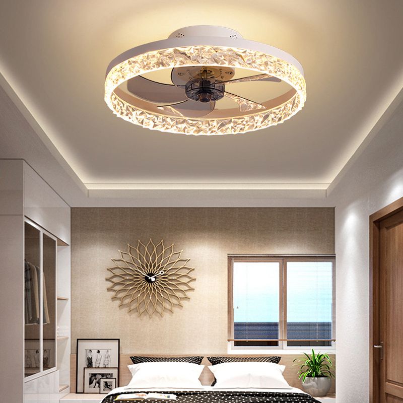 Single Black/White/Brown Ceiling Fan Lamp LED Acrylic Ceiling Fan Light for Living Room