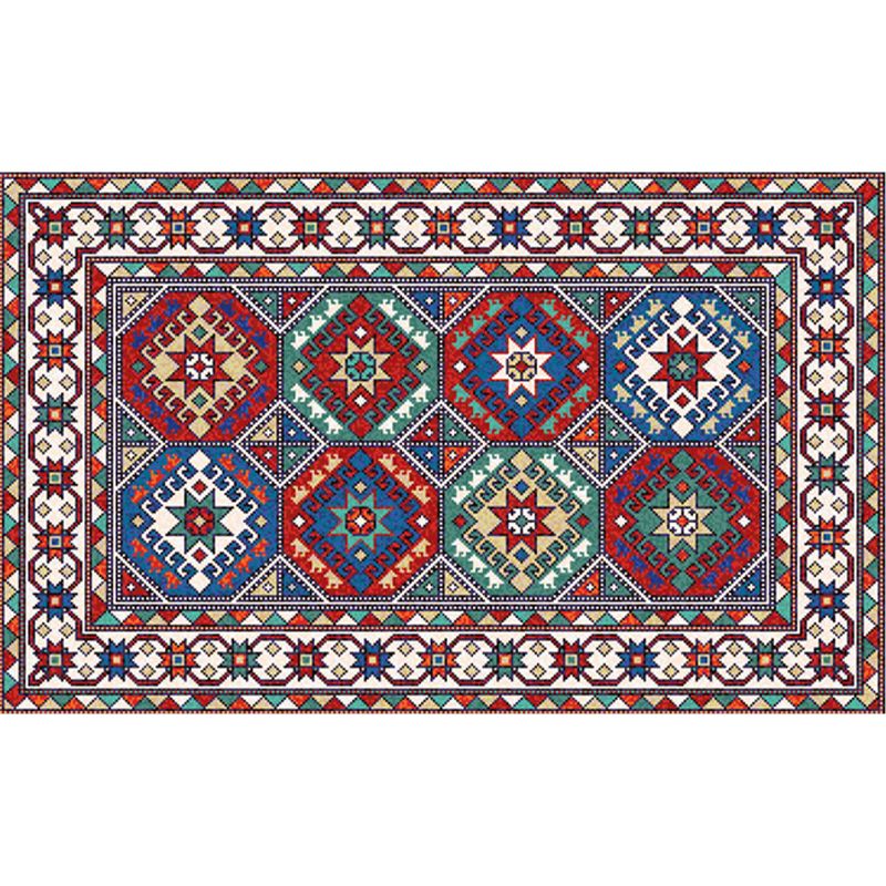 Moroccan Florentine Tile Rug Polyester Area Carpet Non-Slip Backing Indoor Rug for Home Decoration