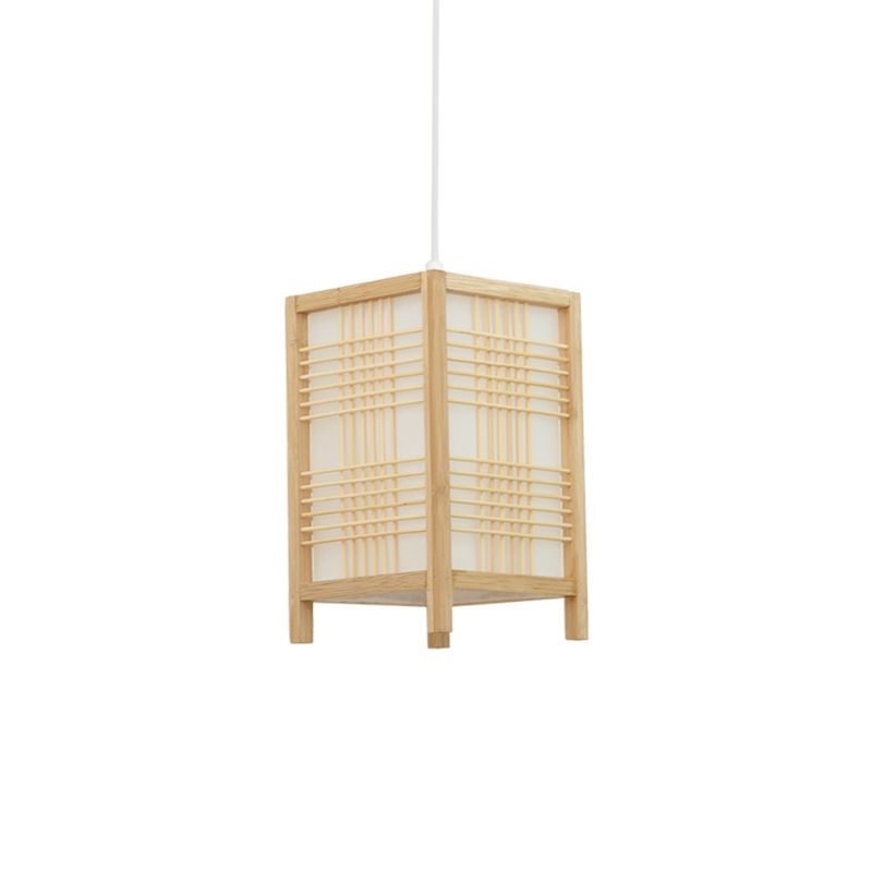 Handwoven Ceiling Light Modern Bamboo Single Restaurant Hanging Pendant Light in Wood