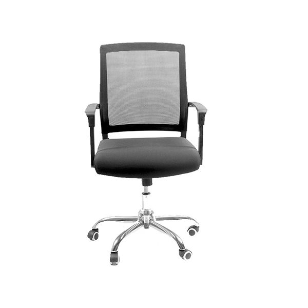 Modern Wheels Arm Chair Microfiber Black Conference Mid-Back Chair