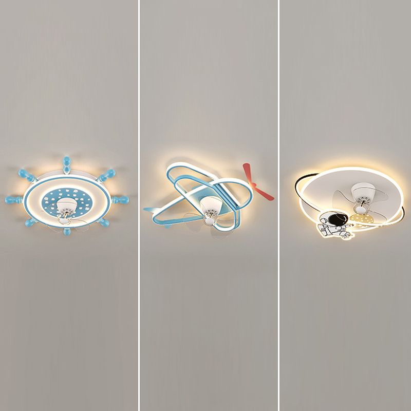 Cartoon Style Ceiling Fan Lamp 3th Gears Adjustment Ceiling Fan Light for Children's Room