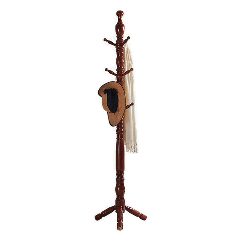 Solid Wood Entrance Coat Rack Traditional Style Simple Home Floor Coat Hanger