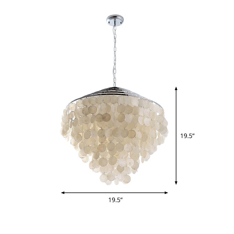 Waterfall Chandelier Light Fixture Modernism Shell 4 Lights Hanging Ceiling Light in White