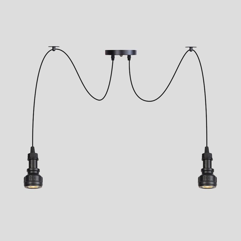 Tubo d'acqua 2/3/6 luci a 6 luminose fattoria multipla il lampadario della fattoria nera Swag Sospensione LED Sospensione