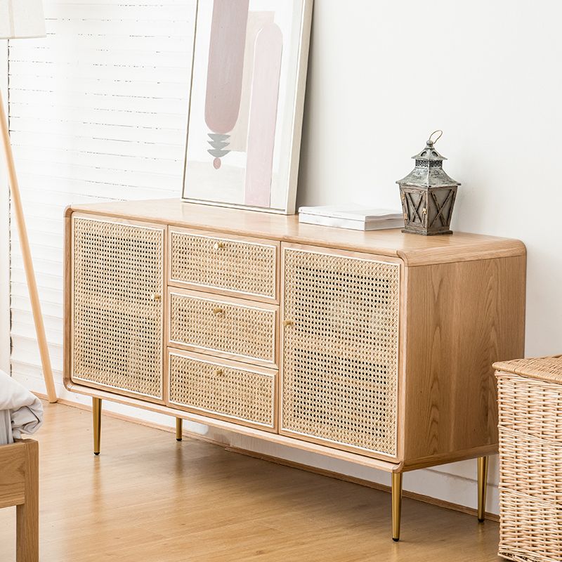 Nordic Simplicity Cupboard Pine Frame Kitchen Sideboard for Dining Room