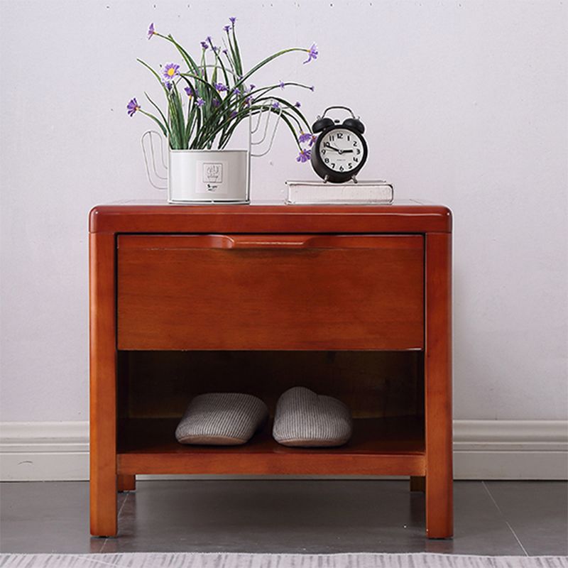 20"L X 22"H Modern Nightstand Rubber Wood Bedside Cabinet with 1-drawer