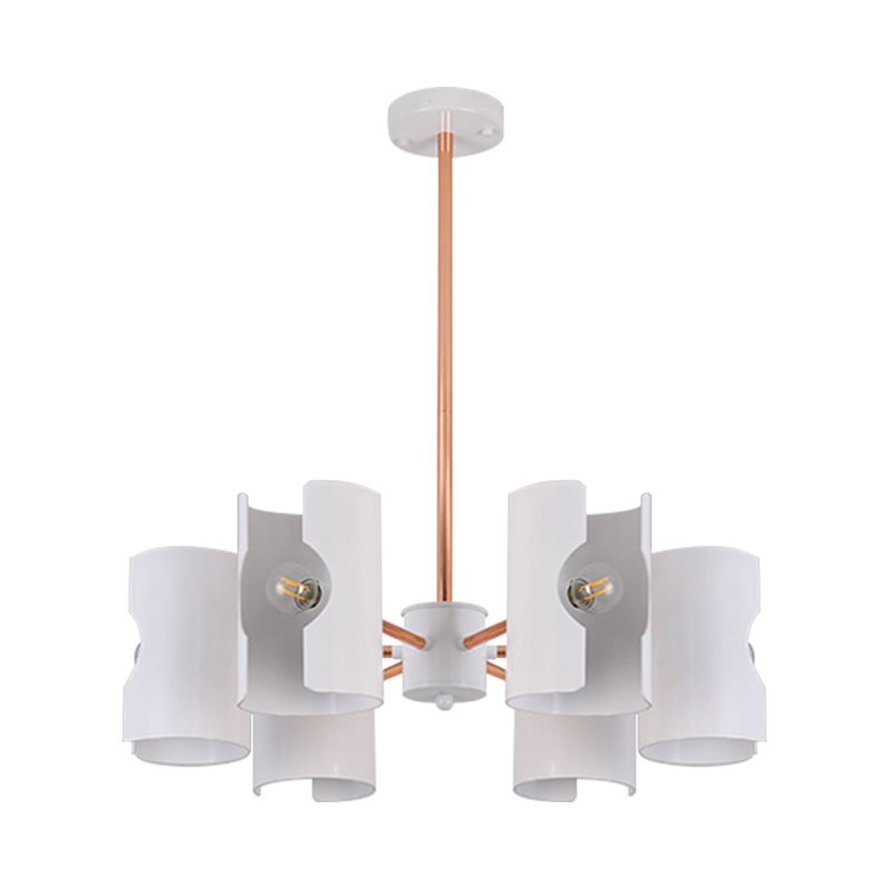 Metal Half-Cylinder Chandelier Simple Modern Ceiling Pendant Light in White for Study Room