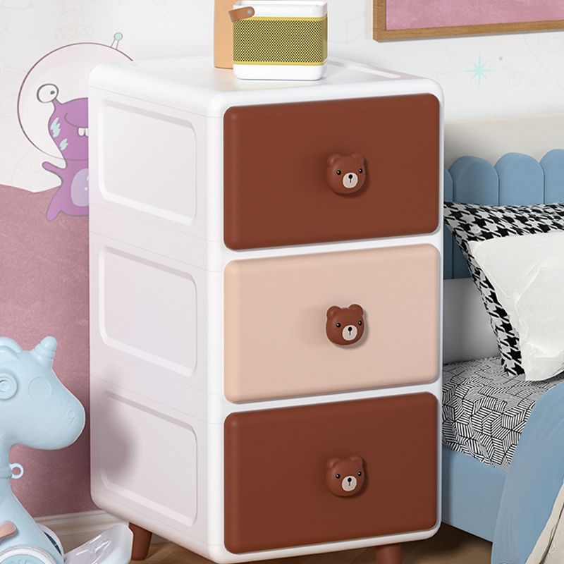 Modernism Plastic Nursery Dresser Vertical Kids Nightstand with 2/3/4/5/6 Drawers