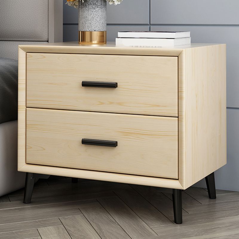 2 - Drawer Contemporary Accent Table Nightstand Faux Leather Bed Nightstand