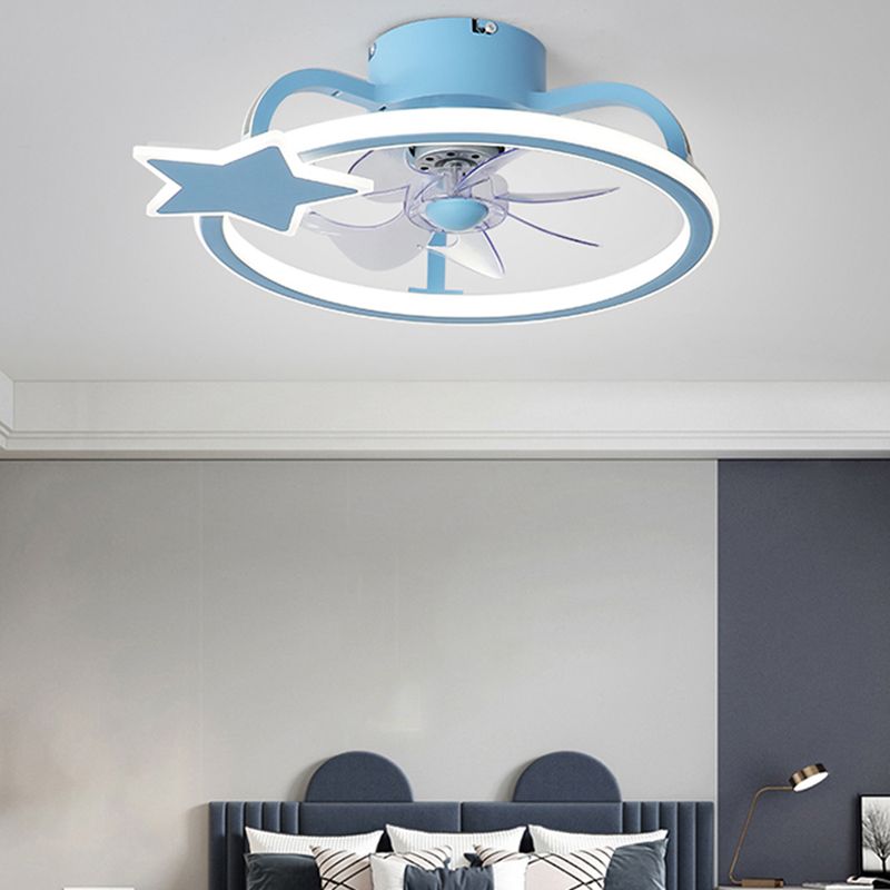 Unique Shape Metal Ceiling Fan Kids Style 2 Lights Ceiling Fan Lamp