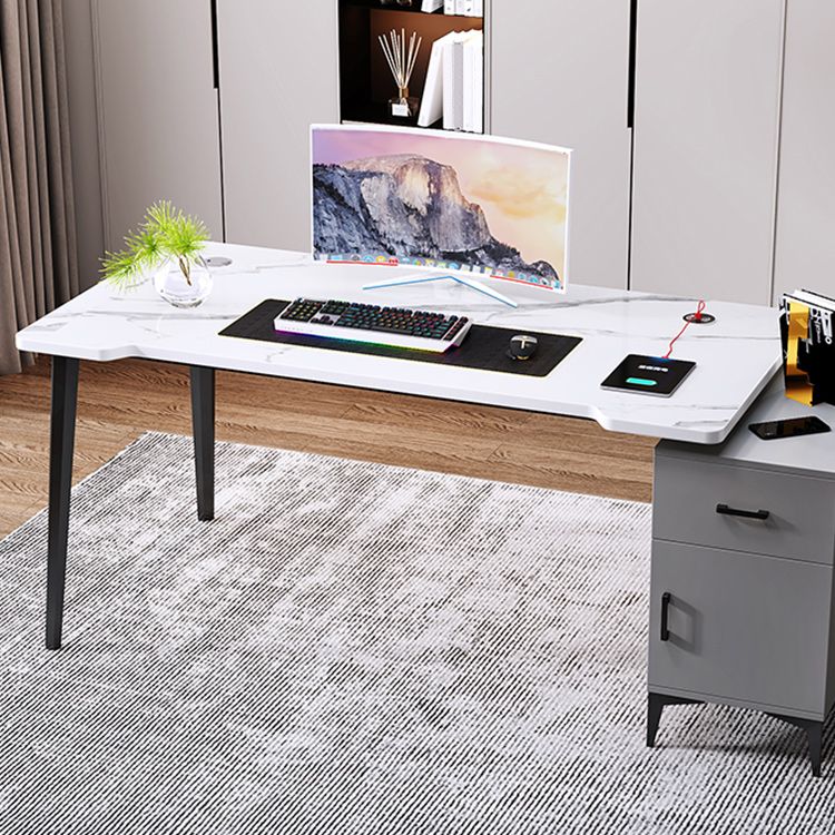 Contemporary Office Desk Home Writing Desk with Drawer and Cabinet