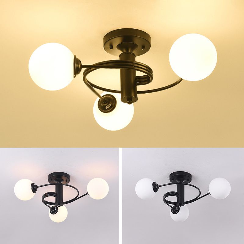 3/5-Light Black/Golden Modern Flush Mount Lighting LED Ceiling Light for Bedroom