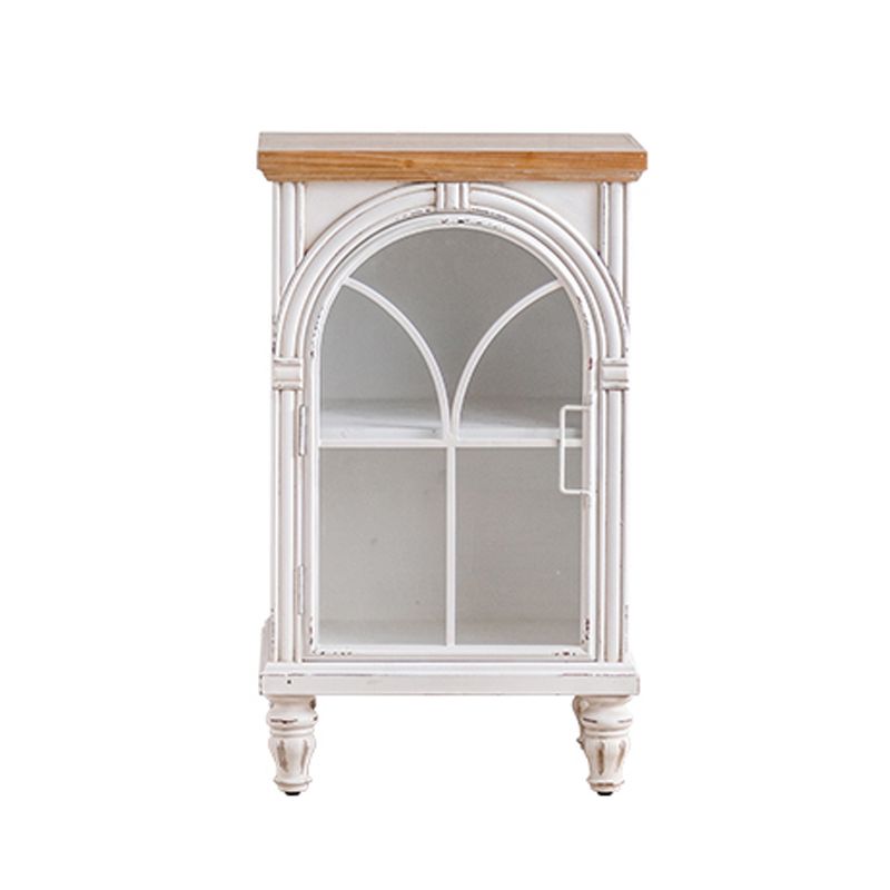 Traditional Pine Display Stand Glass Doors Storage Cabinet with Doors for Bedroom