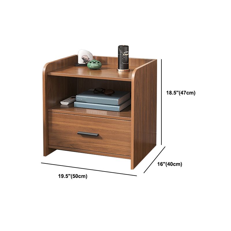 Wooden Bedside Cabinet Modern Minimalist Open Bedside Table with Drawers