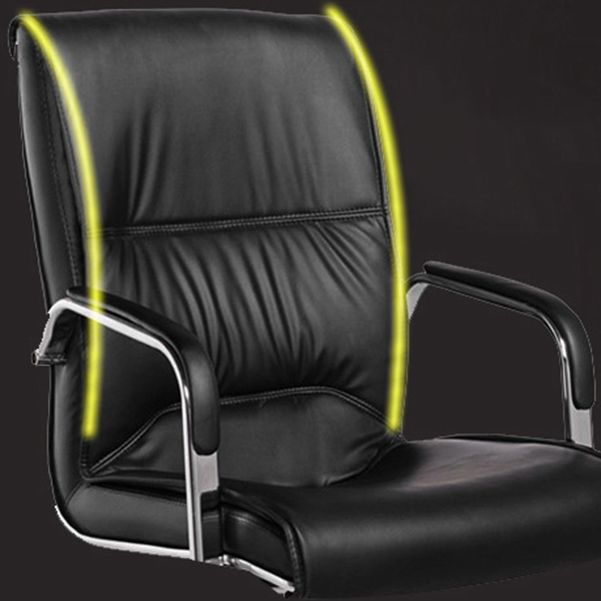 No Wheels Modern Conference Chair Fixed Arms Leather Management Conference Chair