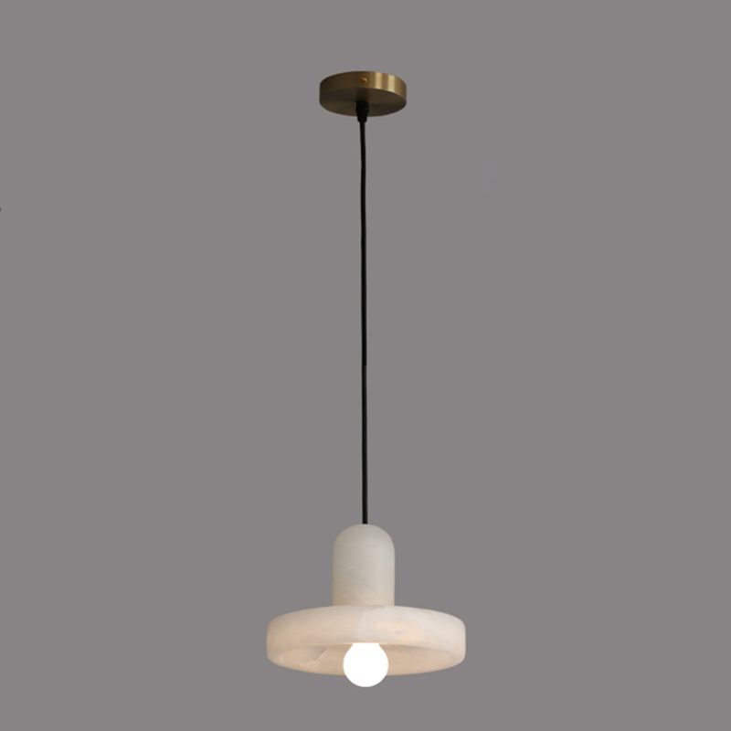 White Hat Shaped Suspension Light Nordic Mica Pendant Ceiling Lamp for Dining Room