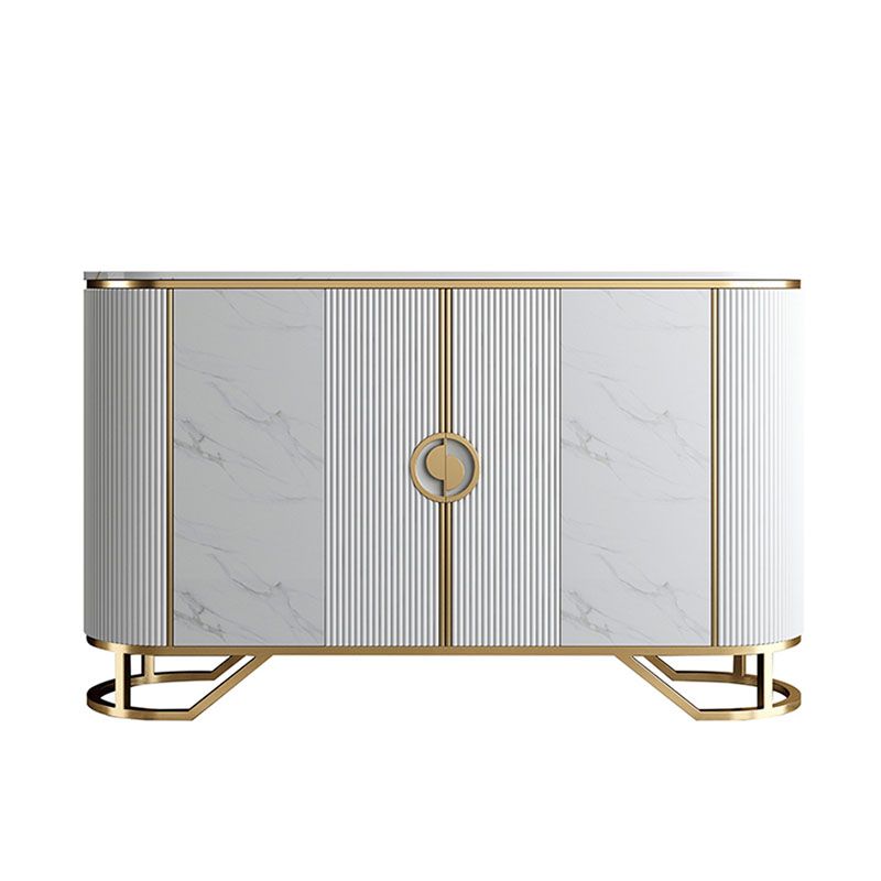 Glam Buffet Table Stone Sideboard Table with Doors for Dining Room