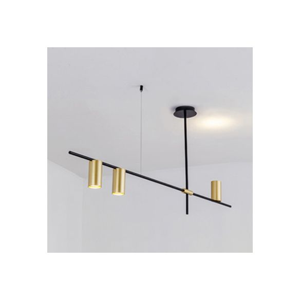 Asymmetrische Zylinderkronleuchterbeleuchtung Moderne Metall 3/4/9 Köpfe Gold Deckenlampe für Esszimmer in warm/weiß