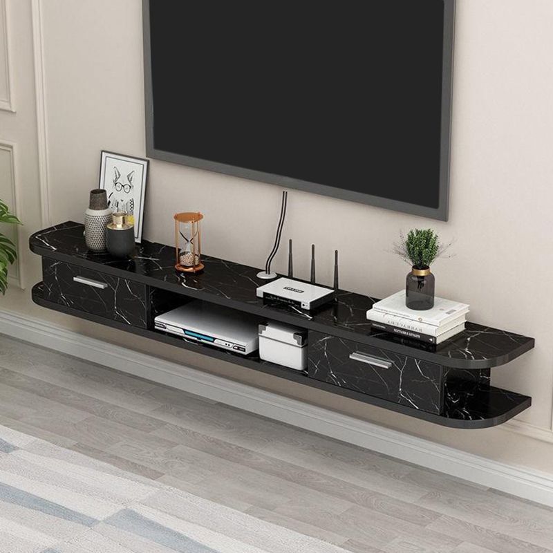 Contemporary Style TV Stand Faux Wood Wall-mounted TV Cabinet with 2 Doors